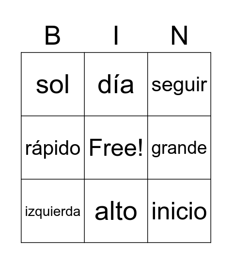 ANTÓNIMOS Bingo Card