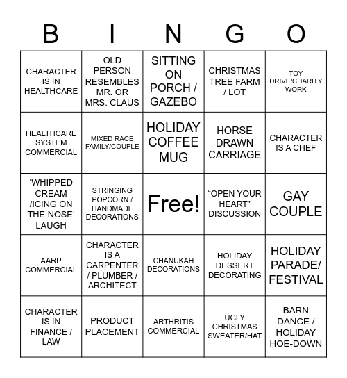 Hallmark Channel Bingo - Christmas Bingo Card