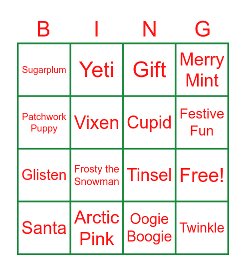 Build-a-Bear Bingo Card