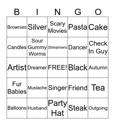 Jeffrey's Birthday  Bingo Card