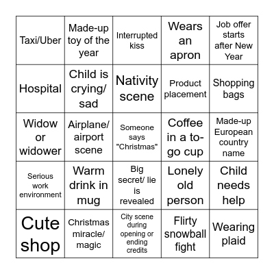 Hallmark Christmas Movie Bingo Card