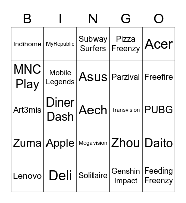 Jongin Bingo Card