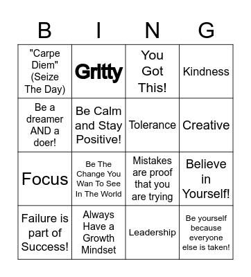 Monday Motivation! Bingo Card