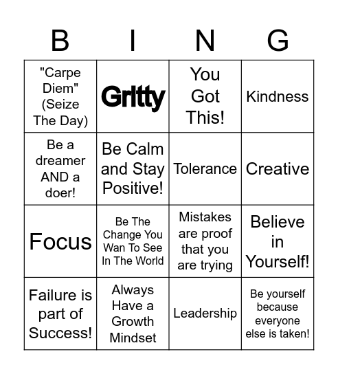 Monday Motivation! Bingo Card