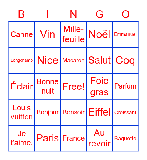 C'est quoi, la France ? Bingo Card