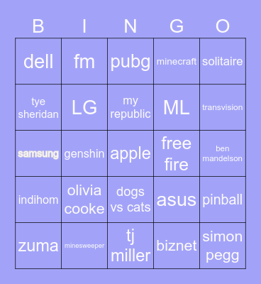 Sungjae’s Board Bingo Card