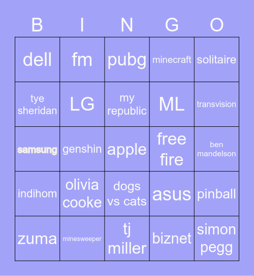 Sungjae’s Board Bingo Card