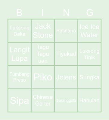 Larong Pambata Bingo Card