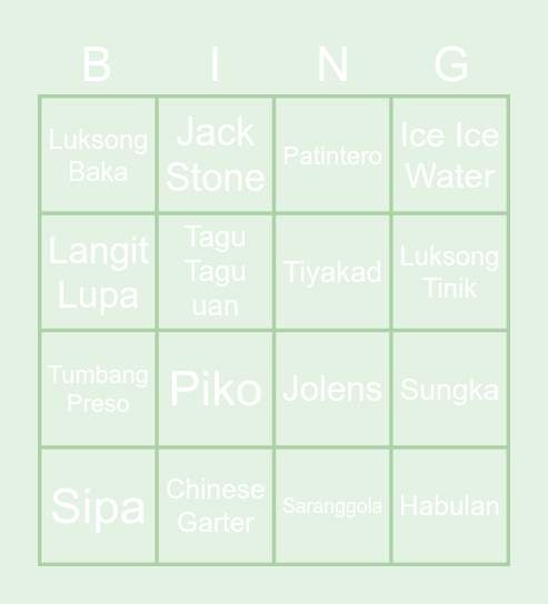 Larong Pambata Bingo Card