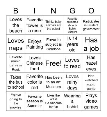 Ice Breaker Bingo Card