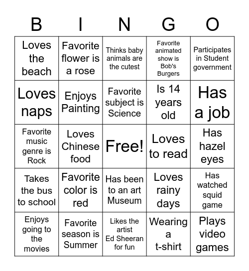 Ice Breaker Bingo Card