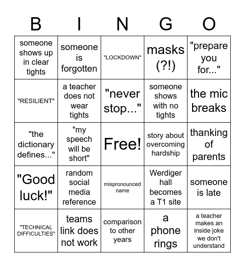 BR Grad 2021 Bingo Card