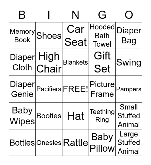 Baby Shower Bingo Card