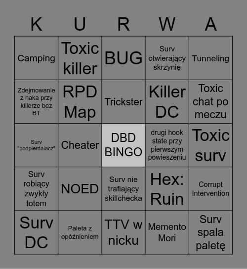 DBD bingo 15.11.2021 Bingo Card