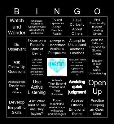 Empathy Bingo Card
