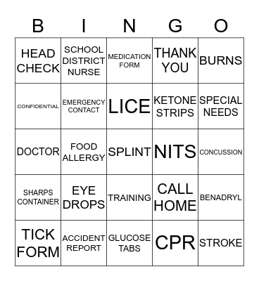 HEALTH INSERVICE BINGO Card