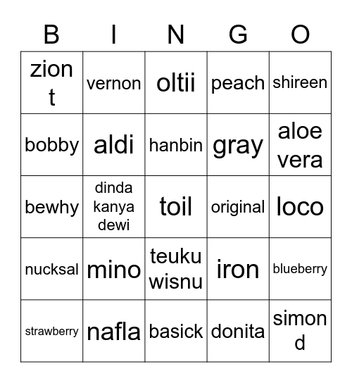 miso Bingo Card