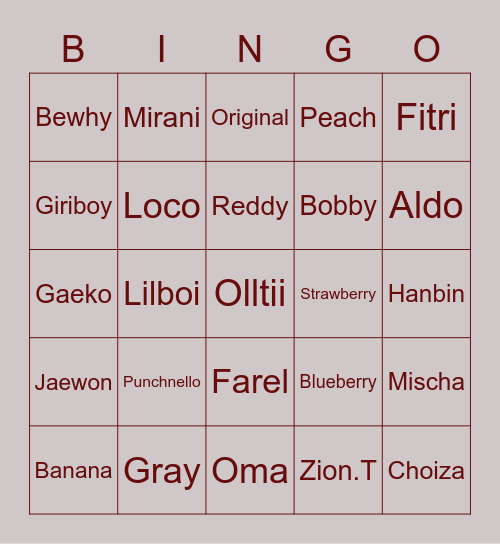 Soovi's Bingo Card