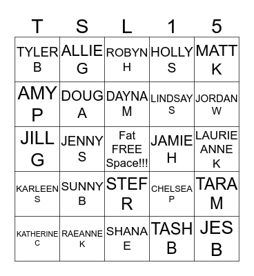 The Sweat Lab 2015 Blackout Bingo Card
