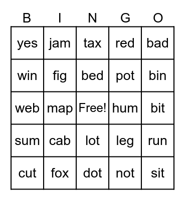 CVC Bingo Card