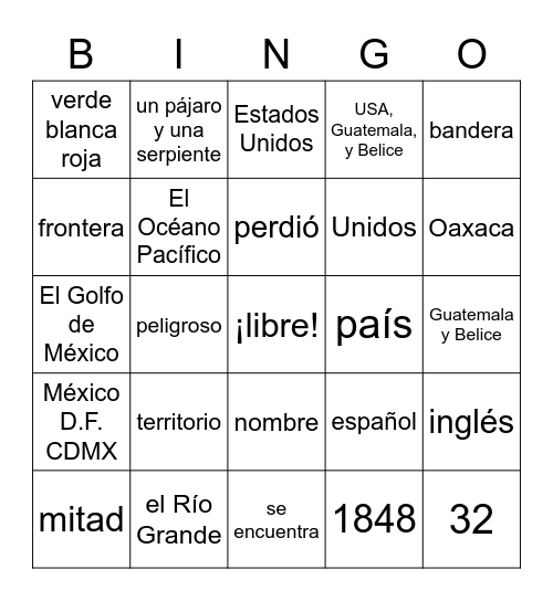 Todo Sobre México Bingo Card
