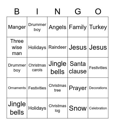 Christmas Bingo Card
