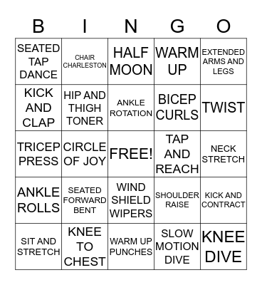TOPS CHAIR EXERCISE BINGO Card