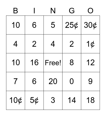 1st Grade Fall Bingo Card