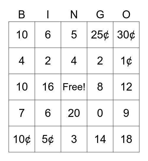 1st Grade Fall Bingo Card