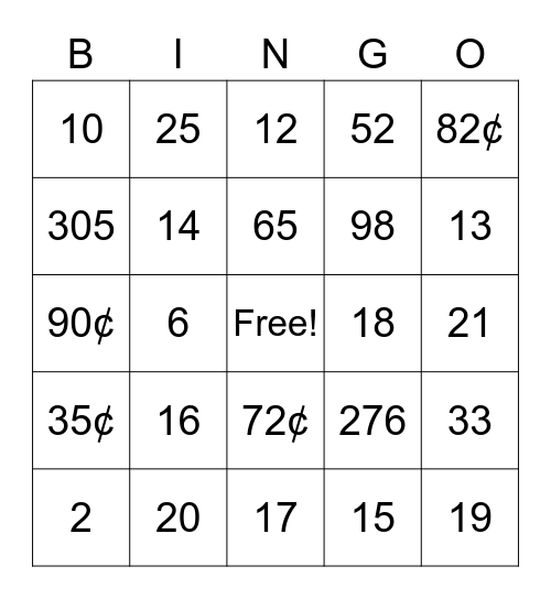 2nd Grade Fall Bingo Card