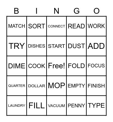 Life Skills BINGO Card