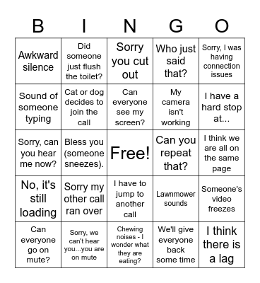 MAPS Team - Conference Call Bingo Card