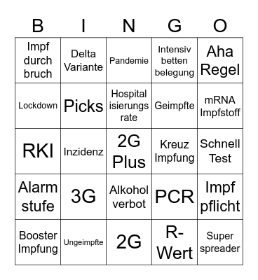 Corona Bingo Card