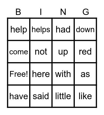 Sight Words 5 Bingo Card