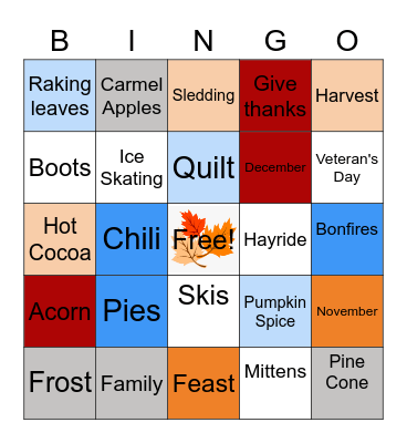 Fall/Winter Season Bingo Card