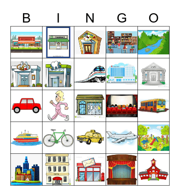 La ciudad y el transporte Bingo Card