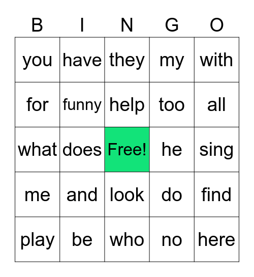 Grade 1  Lessons 1, 2,3 Bingo Card