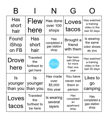 iShop Icebreaker Bingo Card