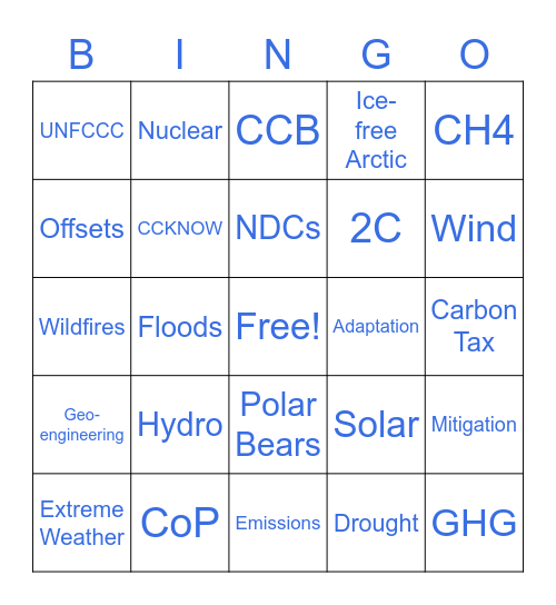 Climate Bingo Card