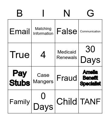JFS BINGO Card
