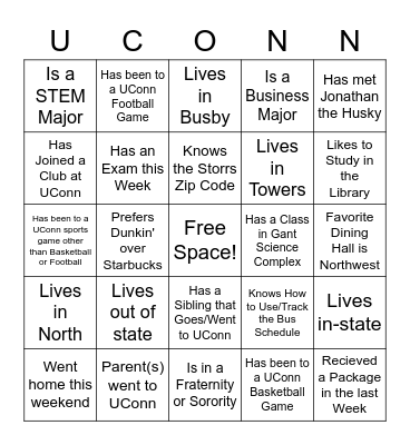 UCONN BINGO Card
