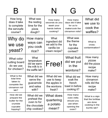 Bobby Flay's Bingo Board Bingo Card