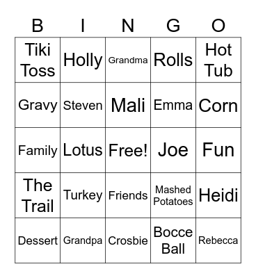 Thanksgiving 2021 Bingo Card