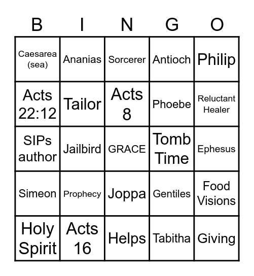 SIPS Bingo Card