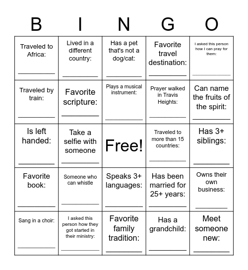 Leadership Gathering 2022 Bingo Card