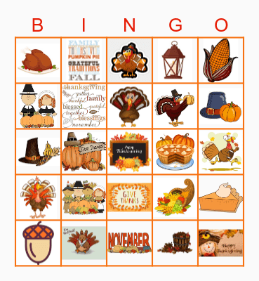 Thanksgiving Bingo Card