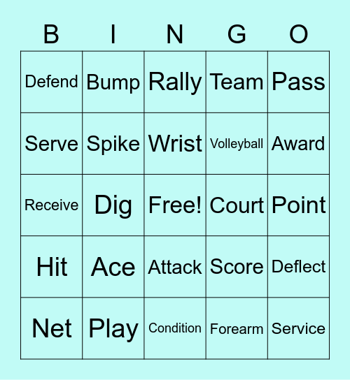 Volleyball Bingo Card