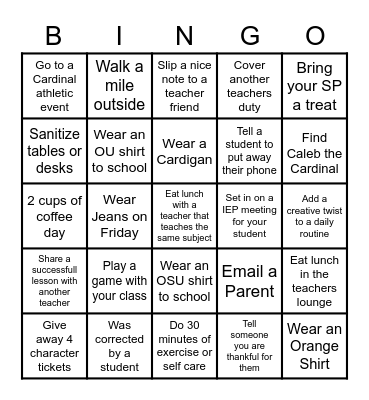 Thanksgiving Teacher Bingo! Bingo Card
