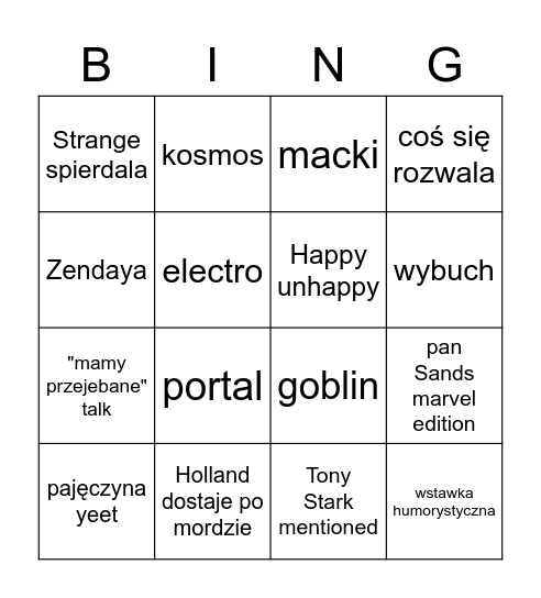 pajponk zwiastun Bingo Card
