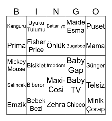 Bingo Baby!! Bingo Card